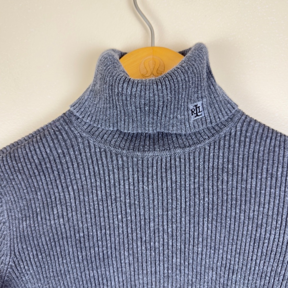 Lauren Ralph Lauren Fitted Ribbed Turtleneck Sweater Gray Long Sleeves Size P/S - Picture 4 of 8